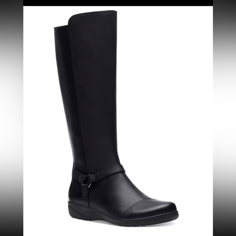 Clarks Black Leather Knee-High Boots